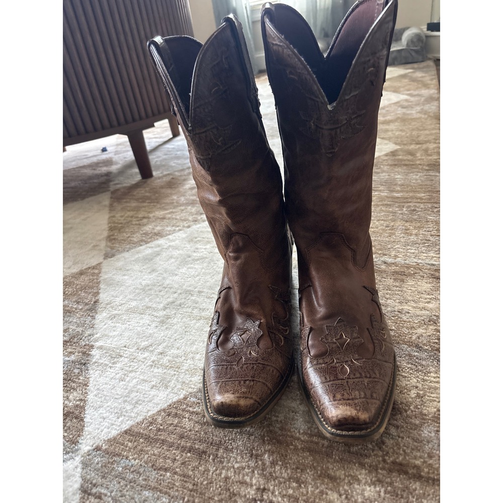 Durango Mens Brown Leather Western Cowboy Boots Crocodile Ace of Spades 10.5